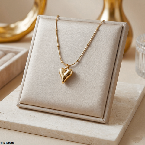 TPSH00885 MSJ Stainless Steel Heart Drop Pendant With Chain - TPSH
