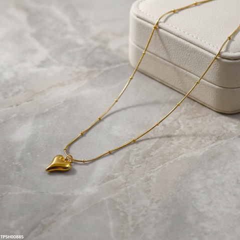 TPSH00885 MSJ Stainless Steel Heart Drop Pendant With Chain - TPSH
