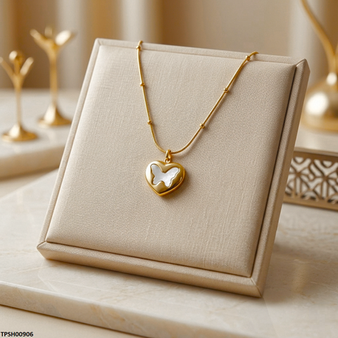 TPSH00906  MSJ Stainless Steel Heart Butterfly Pendant - TPSH
