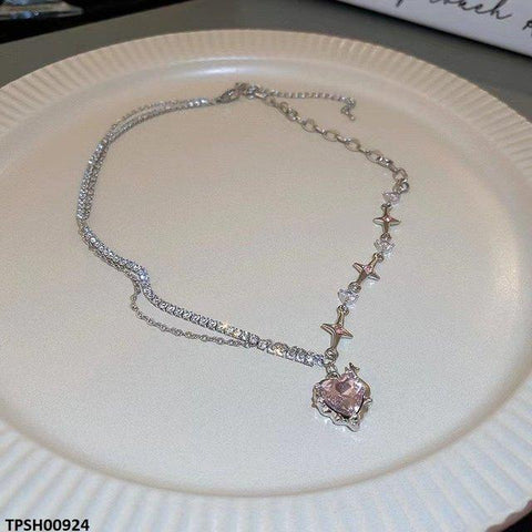TPSH00924 LSH Pink Heart Pendant With Chain  - TPSH