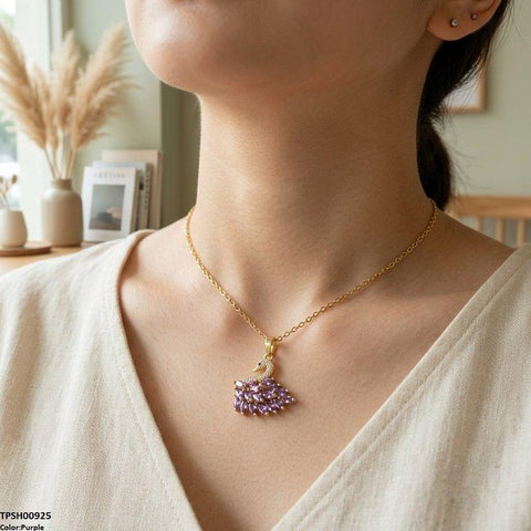 TPSH00925 BHS Duck Stainless Steal Zircon Stone Pendant - TPSH