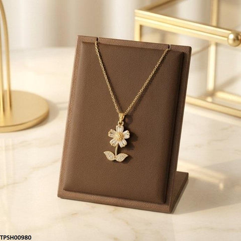 TPSH00980 TNR Stainless Steel Zircon Sun Flower Pendant - TPSH