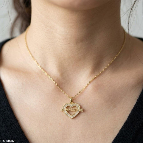 TPSH00987 TNR Stainless Steel Zircon Heart Pendant - TPSH