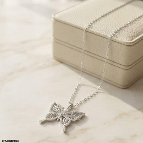 TPSH00988 TNR Stainless Steel Zircon Botterfly Pendant - TPSH