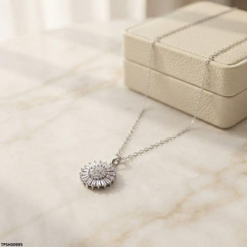 TPSH00995 TNR Stainless Steel Zircon Round Pendant - TPSH