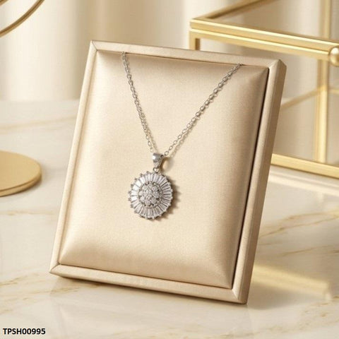 TPSH00995 TNR Stainless Steel Zircon Round Pendant - TPSH