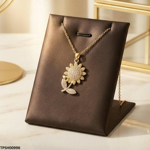 TPSH00996 TNR Stainless Steel Zircon SunFlower Pendant - TPSH