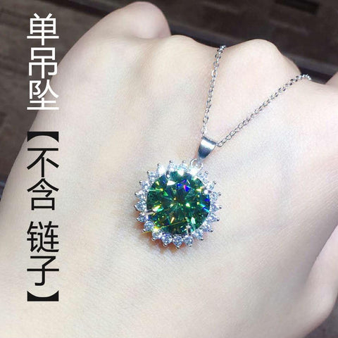 TPSH01027 KRL Round Green Stone ZIRCON Pendant - TPSH