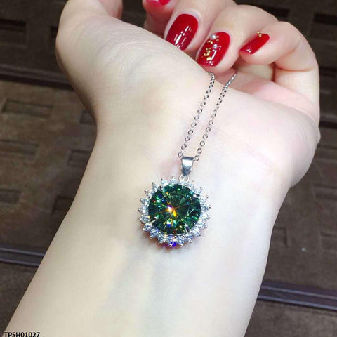 TPSH01027 KRL Round Green Stone ZIRCON Pendant - TPSH