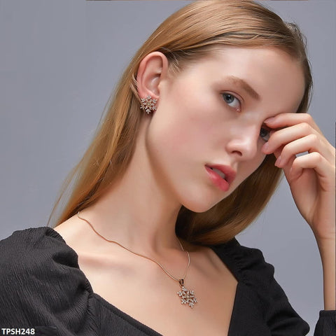 This TPSH248 QWN Snow Pendant set from TJ Wholesale Pakistan offers a stylish addition to your fashion accessories collection. Made from quality materials, this jewelry set is perfect for adding a touch of elegance to any outfit. Elevate your style with this fashionable and affordable accessory.
