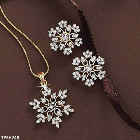 This TPSH248 QWN Snow Pendant set from TJ Wholesale Pakistan offers a stylish addition to your fashion accessories collection. Made from quality materials, this jewelry set is perfect for adding a touch of elegance to any outfit. Elevate your style with this fashionable and affordable accessory.