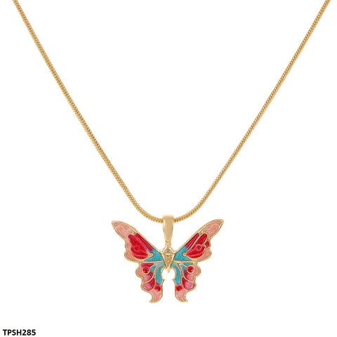 TPSH285 QWN Multi Painted Butterfly/Snake Chain Pendant - CPSH