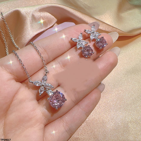 TPSH617 KYC  Marquise Round Drop Pendant Set - TPSH