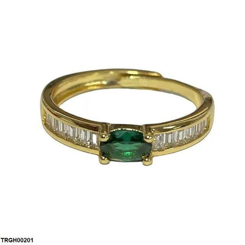 TRGH00201 SJS Oval Green Stone Ring Adjustable - TRGH