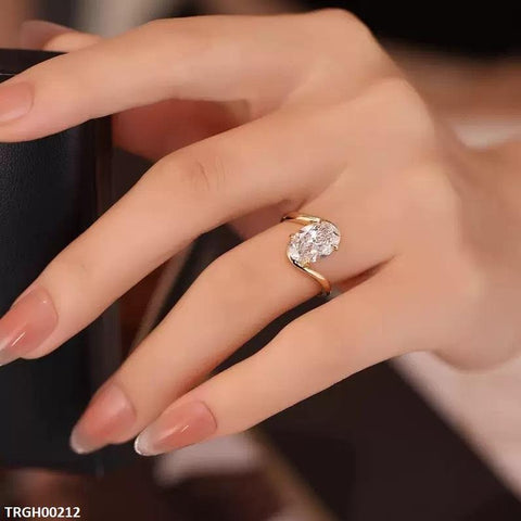 TRGH00212 KRL Oval ZIRCON Stone Ring Adjustable - TRGH