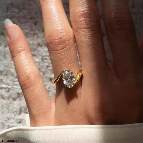TRGH00212 KRL Oval ZIRCON Stone Ring Adjustable - TRGH