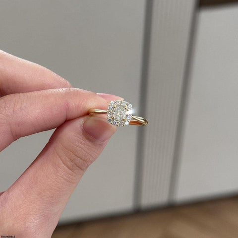 TRGH00215 KRL Round Flower ZIRCON Stone Ring Adjustable -TRGH