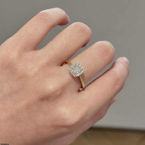 TRGH00215 KRL Round Flower ZIRCON Stone Ring Adjustable -TRGH