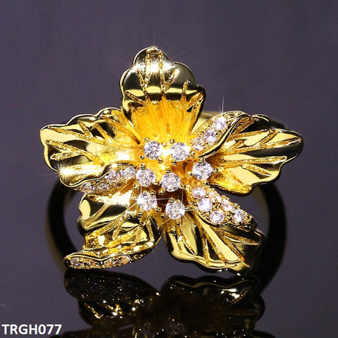 TRGH077 KYC Imp Flower/Leaf Gold Ring - TRGH