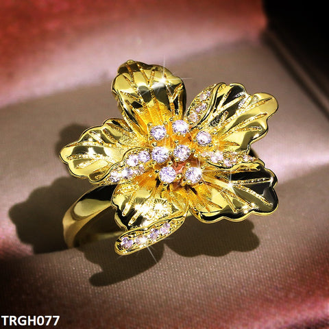 TRGH077 KYC Imp Flower/Leaf Gold Ring - TRGH