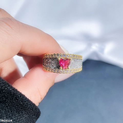 TRGH114 SJS  Stylish Red Stone Ring Adjustable - TRGH