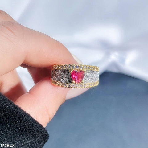 TRGH114 SJS  Stylish Red Stone Ring Adjustable - TRGH