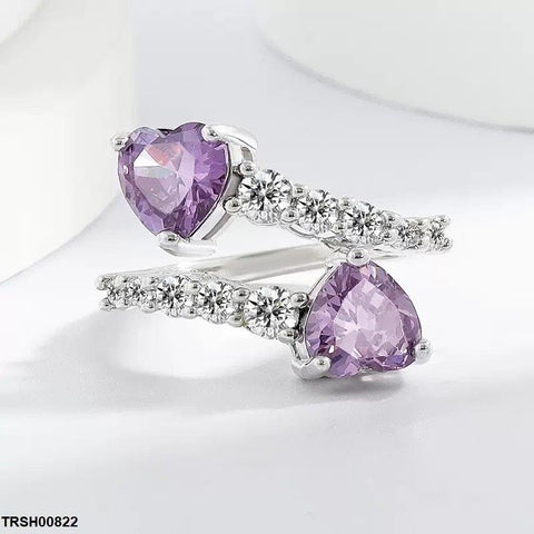 TRSH00822 BLX Round Heart Stone Ring Adjustable - TRSH