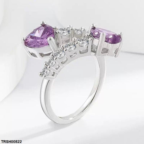 TRSH00822 BLX Round Heart Stone Ring Adjustable - TRSH