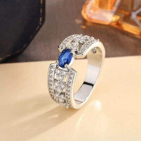TRSH00862 KYC Oval  Blue Stone Ring -  TRSH