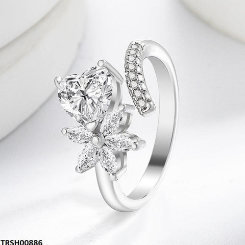 TRSH00886 BLX Heart/Flower ZIRCON Ring Adjustable - TRSH