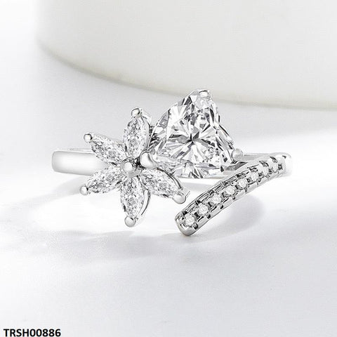 TRSH00886 BLX Heart/Flower ZIRCON Ring Adjustable - TRSH