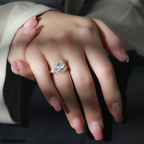 TRSH00886 BLX Heart/Flower ZIRCON Ring Adjustable - TRSH