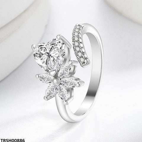 TRSH00886 BLX Heart/Flower ZIRCON Ring Adjustable - TRSH