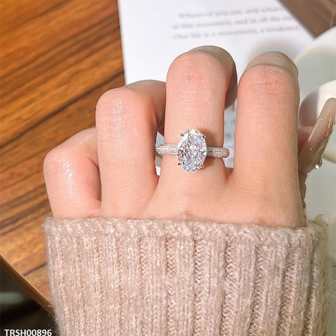 TRSH00896 KRL Rectangle ZIRCON Stone Ring Adjustable -TRSH