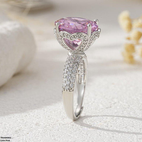 TRSH00902 YLE Round ZIRCON Stone Ring Adjustable - TRSH