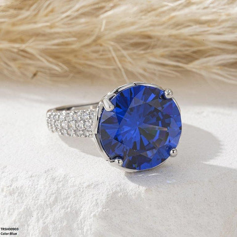 TRSH00903 YLE Round ZIRCON Stone Ring Adjustable - TRSH
