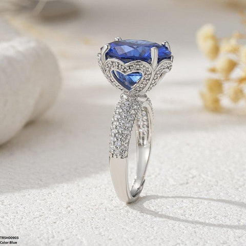 TRSH00903 YLE Round ZIRCON Stone Ring Adjustable - TRSH