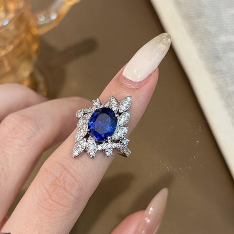 TRSH00922 CJD Oval Blue Stone Ring Adjustable - TRSH