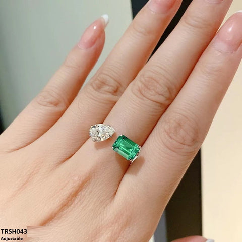 Presenting your must-have accessory: the TRSH043 KRL Pear &amp; Rectangle Adjustable Ring from TJ Wholesale Pakistan. This adjustable ring, which is made of premium materials and a fashionable appearance, can make any outfit look better. This charming accessory will give your ensemble a dash of class and style.