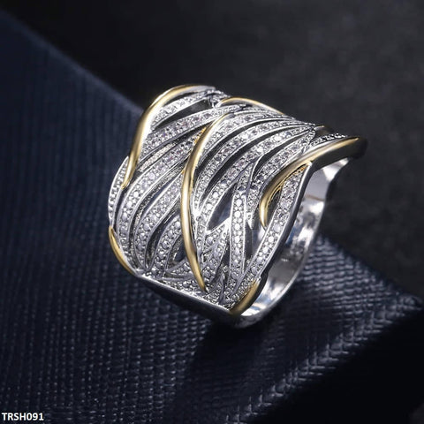 Elevate your style with our TRSH091 CSH Smooth Layers Ring! This fashion accessory from TJ Wholesale Pakistan is perfect for adding a touch of glamour to any outfit. Made from high-quality materials, it's the perfect addition to your collection of fashion and artificial jewelry. Trust us, you won't want to take it off!