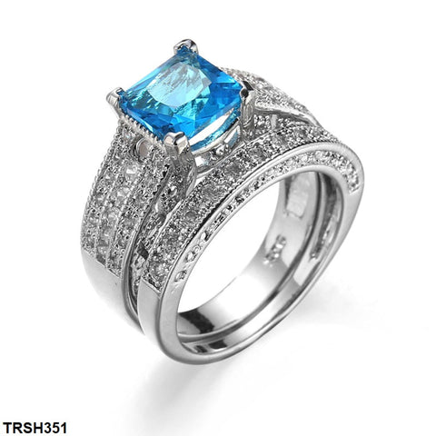 TRSH351 YLE Princess Stone Couple Ring - TRSH