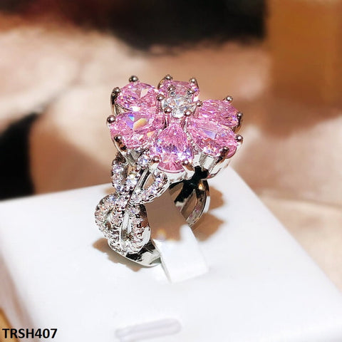 TRSH407 KYC Pink Flower Ring - TRSH