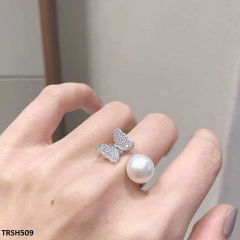 TRSH509 CJD Open Pearl/Butterfly Ring Adjustable- TRSH