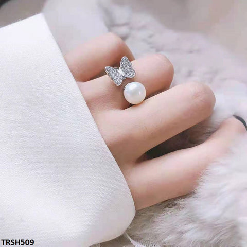 TRSH509 CJD Open Pearl/Butterfly Ring Adjustable- TRSH