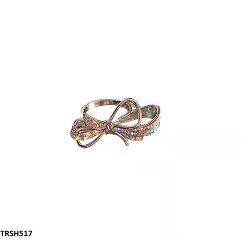 TRSH517 CJD Imp Bow Silver Ring Adjustable- TRSH