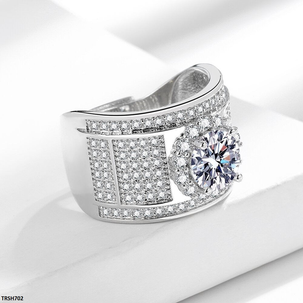 TRSH702 BLX Pave Round Stone Ring Adjustable - TRSH – TJ Wholesale
