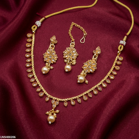LNSH00206 ANI Marquise Peral Drop  Necklace Set - LNSH