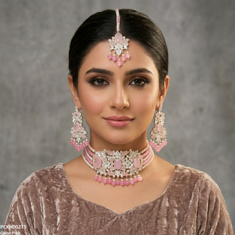 PCKH00275 SDQ Oval Pearl Drop Choker Set - PCKH