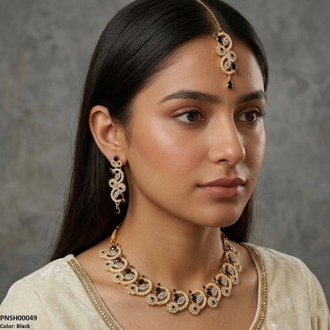 PNSH00049 MZM Tear/Round Necklace Set - PNSH
