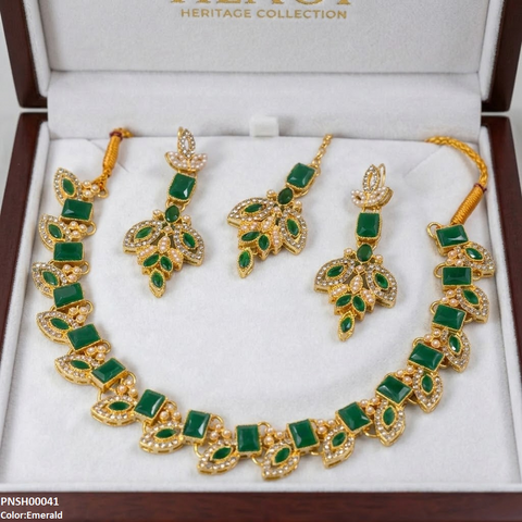 PNSH00041 MZM Marquise  Necklace Set - PNSH
